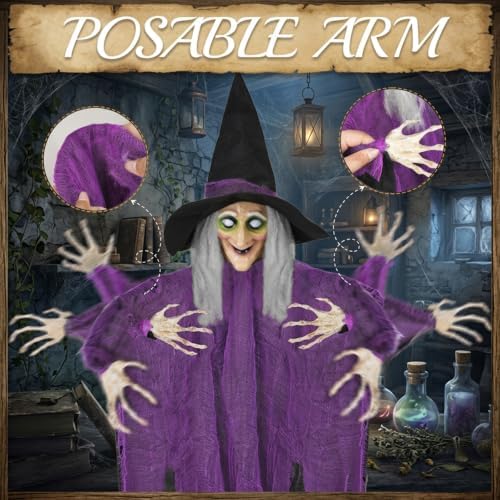 3 Pack 59" Hanging Halloween Witch Decorations for Outdoor Decor - Image 2