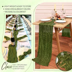 18 Pack Cheesecloth Table Runner 10FT Olive Green Table Runner Boho Gauze Cheese Cloth Table Runners Long Rustic Sheer Table Decorations for Wedding Party Baby Bridal Shower Birthday Holiday Home - Image 5