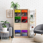 Sorbus 6-Pack Fabric Storage Cubes (13 Inch, Deep Rainbow with Window) - Image 4