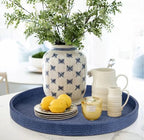 HofferRuffer Round Serving Tray 20'', Elegant Faux Leather Circle Ottoman Table Tray, Serve Tea Coffee Breakfast in Bedroom Living Room Kitchen (Blue, 20") - Image 5
