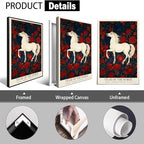 Chinese Lunar Year of the Horse Art Print – Energetic & Independent Zodiac Wall Decor with Red Peony Pattern for Home Apartment and Office Posters 16X24 in Wrapped Framed - Image 2