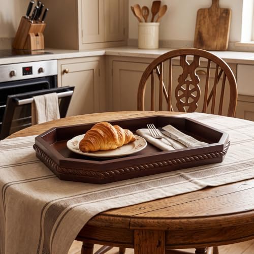 Decorative Tray with Pattern Farmhouse Wooden Serving Tray - Image 2