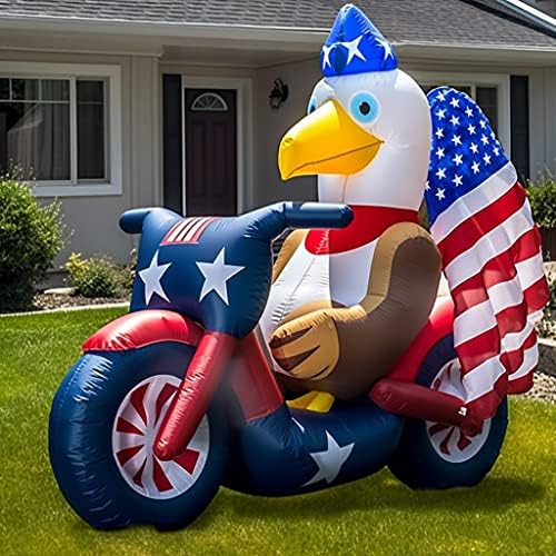 USA 250th Anniversary Patriotic Inflatable 5FT Eagle on Motorcycle for 4th of July, LED Blow Up Yard Decoration Outdoor Decor for 2026 Semicentennial Independence Day by GOODENYInflatables
