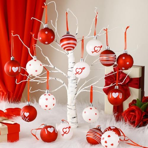 Libima 40 Pcs Valentine's Day Hanging Ball Ornaments Plastic Tree Decorations Valentine Ball Decorative Supplies Painted Love Ornament for Valentine's Day Party Decor,1.97 in(XOXO) - Image 2