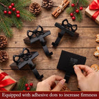 Tudomro 4 Pcs 2 in 1 Christmas Stocking Holders for Mantel with Black Bow - Image 4