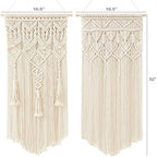 Mkono 2 Pcs Macrame Wall Hanging, Boho Woven Chic Tapestry Decor, Ivory - Image 5