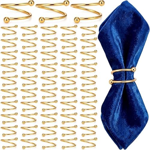 50 Pcs Gold Spiral Napkin Rings Bulk Metal Napkin Holder Buckles by Gandeer