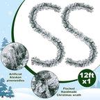 Suncalla 2 Pcs 12ft Thick Christmas Alaskan Pine Christmas Garland Flocked - Image 2