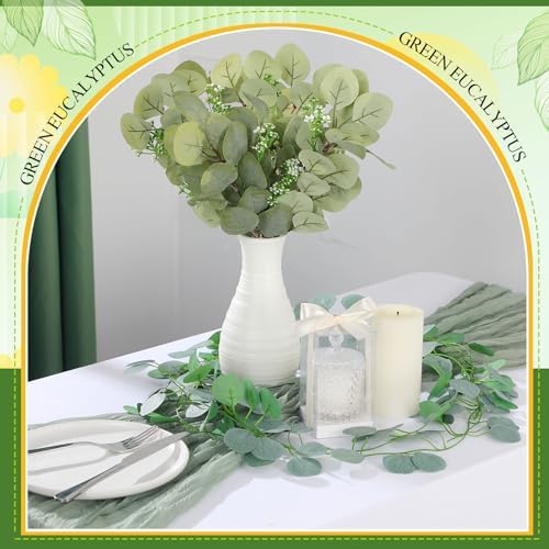 Tioncy 36 Pcs Artificial Eucalyptus Stems and 12 Pcs Eucalyptus Garland - Image 6