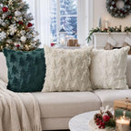 DFXSZ Christmas Tree Pillow Covers 26x26 Set of 2 Christmas Decor Beige - Image 2