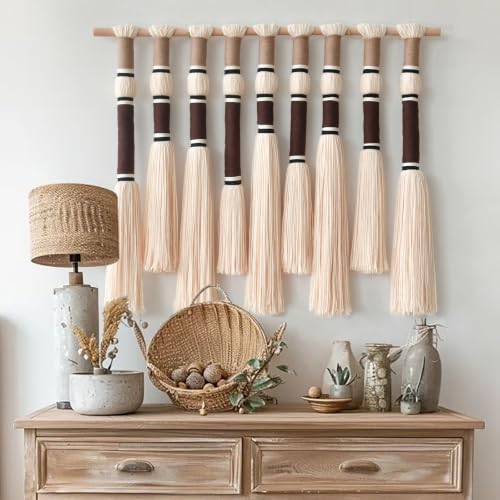 Macrame Wall Hanging Brown Boho Wall Decor for Living Room 27"W x 25"L by Jakalin