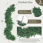 Hananona 6 FT Christmas Garland, 2 Pcs Real Touch Cedar Garlands - Image 3