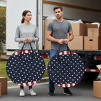24 Inch Round Storage Bag 1 Pack,Independence Day Patriotic Stars on Blue Waterproof Wreath Storage Container with Handles&Zipper Red White Stripes Border Closet Organizer Bags Garland Box - Image 4