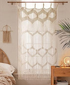 Flber Macrame Curtain Window Macrame Room Divider Doorway Curtain Boho Macrame Wall Hanging Living Room Bedroom Decor 42" W x 75" H - Image 2