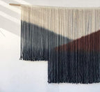 Macrame Wall Hanging Large Black Tie Dye Geometric Wall Art Yarn 57"W*35"L - Image 4