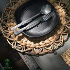 Round Woven Placemats Set of 6, 13.4 Inch Water Hyacinth Charger Plates for Dinner Plates, Handwoven Wicker Table Mats with Flower Edge, Boho Farmhouse Kitchen Table Decor, Natural Rattan Look - Image 5