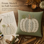 Embroidered Fall Throw Pillow Covers,18x18 Inch Set of 2,Sage Cable - Image 4