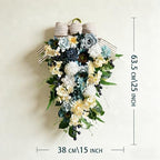 Idyllic 25 Inch Spring Blue Rose Door Hanging Artificial Floral Swag for Front Door Window Porch Stair Railing Spring Holiday Indoor Outdoor Home Decor - Image 3