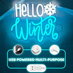 Hello Winter Neon Signs for Wall Decor Snowflake Neon Light Sign Hello Winter Signs Dimmable Hello Winter Led Signs for Bedroom Wall Home Christmas Winterly Party Decor Gift - Image 6