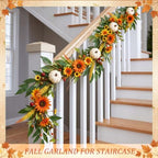 Riceshoot Fall Garland 6 Ft Sunflower Pumpkin Mantel Thanksgiving Decor - Image 4