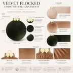 Simgoing 15 Pcs Neutral Velvet Christmas Ball Ornaments 3.15 Inch Brown Green Tan Polka Dot Flocked Xmas Ornaments with 10 Yards Velvet Ribbon Bauble Shatterproof Christmas Decoration for Holiday - Image 3