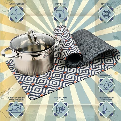 Trivet Table Runner - Heat Resistant 350F, Waterproof, Reversible for Hot Dishes, Plates & Pots (Ottoman 48 inch) - Image 2