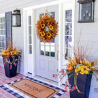 24 Inch Harvest Fall Wreaths for Front Door with Sunflower and Red Berries - Image 6