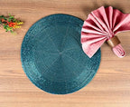 Lightnpro Handmade Beaded Placemats Set of 4 – 13 Inch Round Teal Charger Mats | Handcrafted Artisan Table Accessories, Elegant Farmhouse Dining Table Décor for Holiday Gatherings & Special Occasions - Image 3