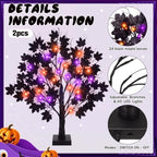 Teyva 2 Pack Halloween Black Tree 23.6 Inch, 48 LED Orange Purple Lights - Image 4