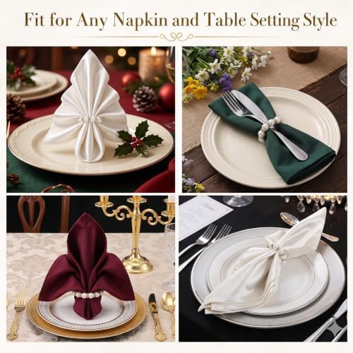 120 Pcs Gold Pearl Napkin Rings Bulk Imitation Pearl Ring Napkin Holder - Image 6