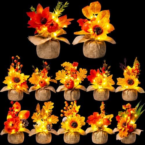 Giegxin 12 Pack Fall Decor Table Centerpiece with 120 LEDs, Delicate by Giegxin