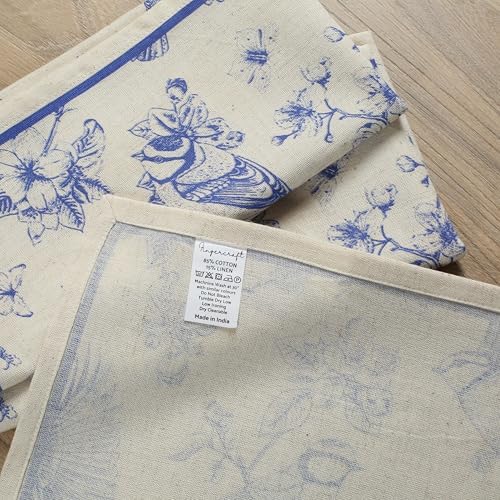 FINGERCRAFT Cloth Napkins Set of 8 Cotton Linen, 20x20 Inch, Toile - Image 5