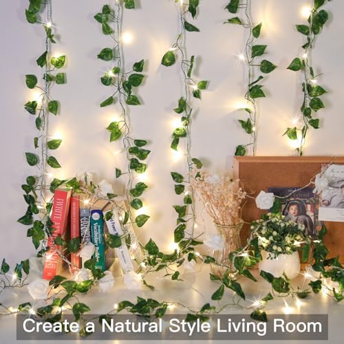 suddus 33FT 100 LED Pothos Vine with Fairy Lights Plug in Clear Wire - Image 6