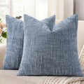 decorUhome Textured Chenille Throw Pillow Covers 26x26 Set of 2 Grey Blue by decorUhome