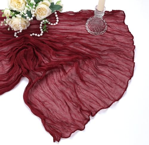 12 Pack 35 x 120 Inch Burgundy Table Runner Cheesecloth - Image 7