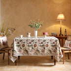 ISAENNE Designer Vintage Square Small Printed Tablecloth,55"x55" - Image 2