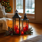 Homemory Christmas Red Flickering Flameless Candles, Battery Operated Acrylic LED Pillar Candles with Remote Control and Timer, Set of 9 - Image 6