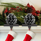Hxezoc 2 Pack Pine Cone Christmas Stocking Holder with Snowflake, 3D Brown Metal Mantel Stocking Hangers for Christmas Fireplace Mantel Decorations Christmas Holiday Supplies - Image 3