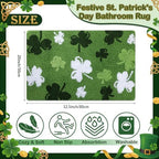 Capoda St. Patrick's Day Bathroom Rug 20 x 30 Inch Green White Shamrock Door Mat Non-Slip Washable Soft Irish Clover Welcome Floor Mat for Indoor Outdoor Home Kitchen Bathroom Decor(1 Pcs, Shamrock) - Image 2