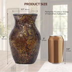 Mosaic Glass Vase, 8" H, Beautiful Mosaic Brown Glod Vase for Living Room Bedroom Bouquets, Handmade, Home Decor, Brown Glod - Image 2