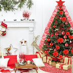Realspring 72 Pieces Christmas Tree Ornament Set Xmas Assorted Decorations Bulk Glitter Poinsettia Berry Picks Topper Star Sequin Tree Skirts for Home Wreaths Holiday Party Favors (Red) - Image 6