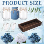 Suncalla 3 Pcs Blue White Artificial Hydrangea Mason Jar Table Centerpiece - Image 2