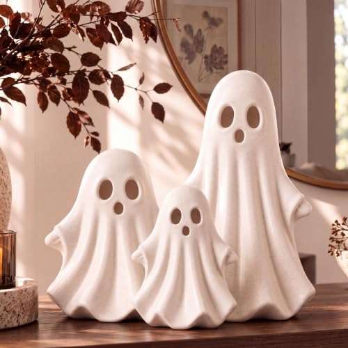 RattanView 3 Pcs Halloween Terracotta Ghost Large Figurines Decor by RattanView