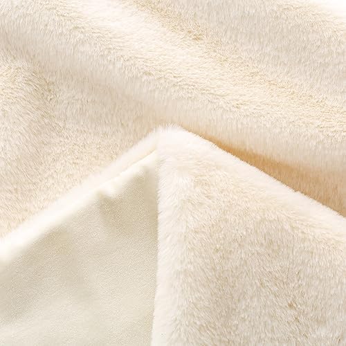 Glitzhome 48”D White Faux Rabbit Fur Christmas Tree Skirt,Rustic Xmas Tree Skirt for Christmas Home Party Holiday Decorations - Image 5