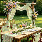 3 Pcs Floral Table Runner 10ft Embroidery Soft Flower Tulle - Image 3