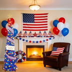 4th of July 5 Ft Artificial Christmas Tree Pop-Up Collapsible Pencil Christmas Trees with 100 Color for Indoor Outdoor Independence Day Patriotic Party Decorations (red Blue) - Image 6