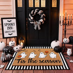 Tinideya 2 Pcs Halloween Layered Doormat Set for Front Porch, Cute Ghost - Image 2