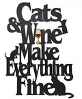MEMORY MATS & WORD ART Decorative Wood Wall Sign for Pet, Dog, Cat, Horse, Pig, Animal Lovers with Fun Sayings and Quotes (Cats & Wine Make Everything Fine) by MemoryMatsWordArt