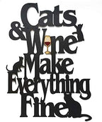 MEMORY MATS & WORD ART Decorative Wood Wall Sign for Pet, Dog, Cat, Horse, Pig, Animal Lovers with Fun Sayings and Quotes (Cats & Wine Make Everything Fine) by MemoryMatsWordArt