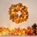 Fall Wreaths for Front Door Outside Autumn Wreath with Lights Berries Pine Cones Fall Decorations for Home Decor Pumpkin Wreath for Farmhouse Holiday Thanksgiving Harvest Halloween Outdoor - Image 2
